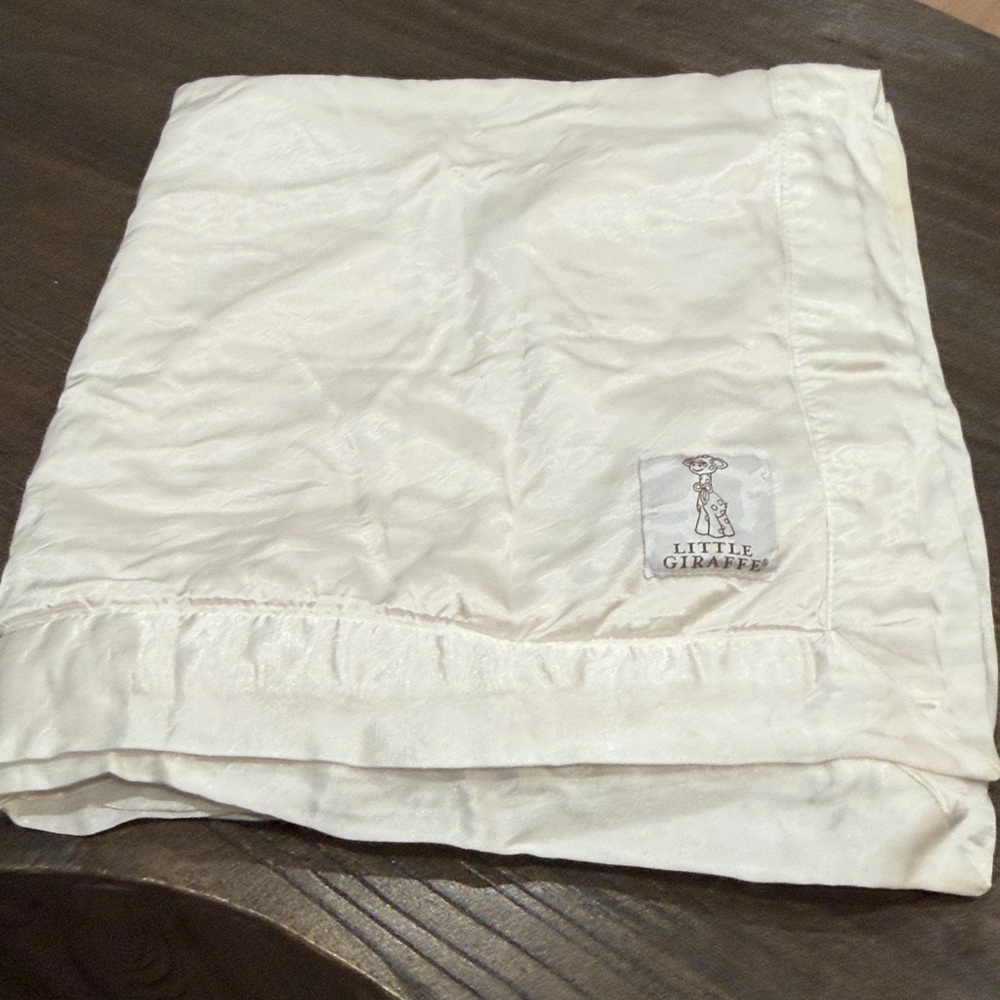 Little Giraffe Ivory Satin Blanket